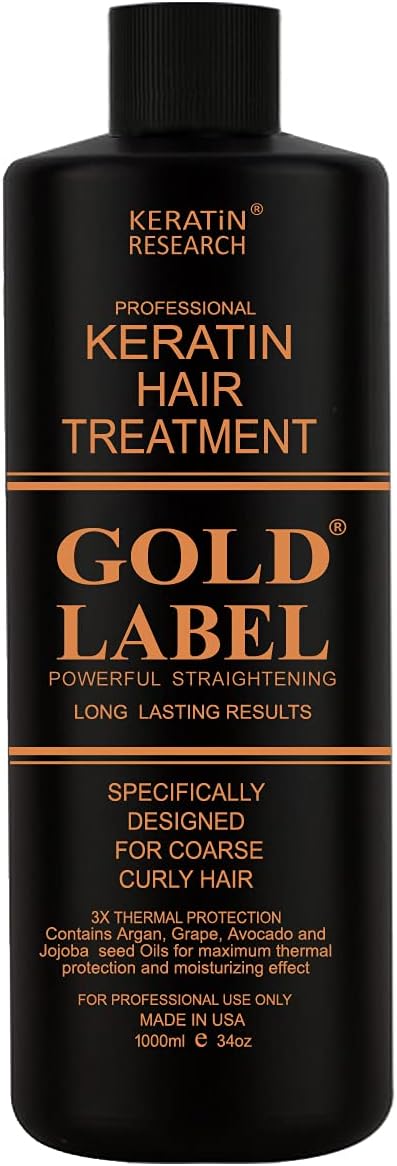 - Tratamiento Profesional de Keratina Chocolate Gold Label 1000ml, Fórmula Mejorada y Diseñada Específicamente para los Tipos de Cabello Rizado Grueso Negro, Africano, Dominicano y Brasileño