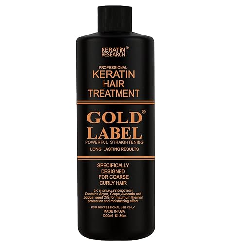 Tratamiento Profesional de Keratina Chocolate Gold Label 33.8 fl oz, Fórmula Mejorada y Diseñada Específicamente para los Tipos de Cabello Rizado