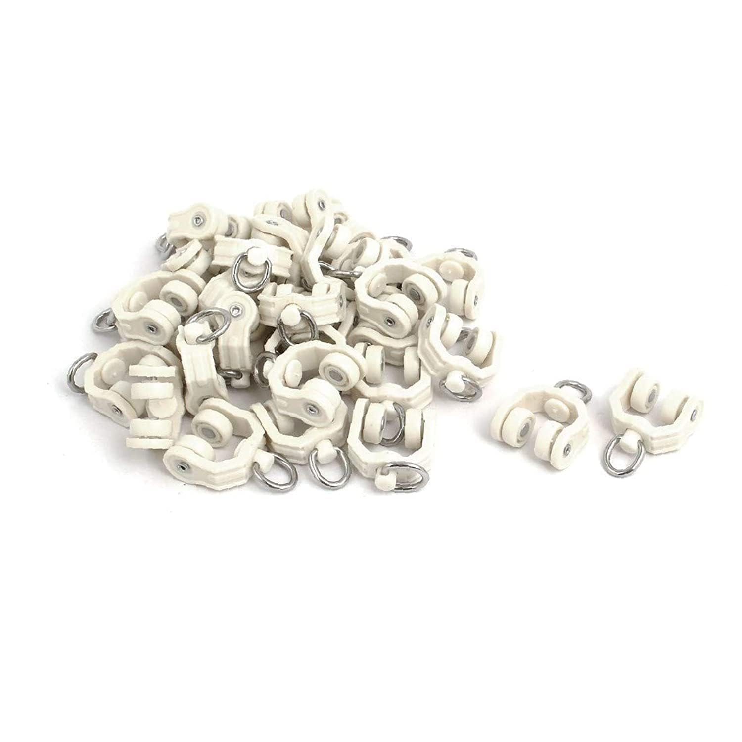 X-DREE 10mm Dia Twin Wheel Plastic Curtain Track Rail Roller Hanging Glider Beige 30pcs (781b54c4-a222-11e9-8d7c-4cedfbbbda4e)