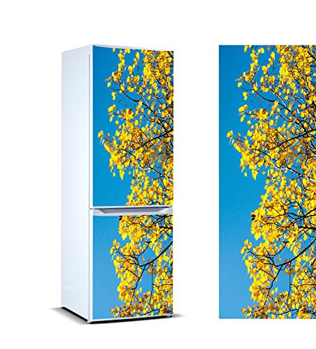 Vinilo para Frigorífico Hojas Amarillas 200 x 70 cm | Adhesivo Resistente y de Fácil Aplicación | Pegatina Adhesiva Decorativa de Diseño Elegante