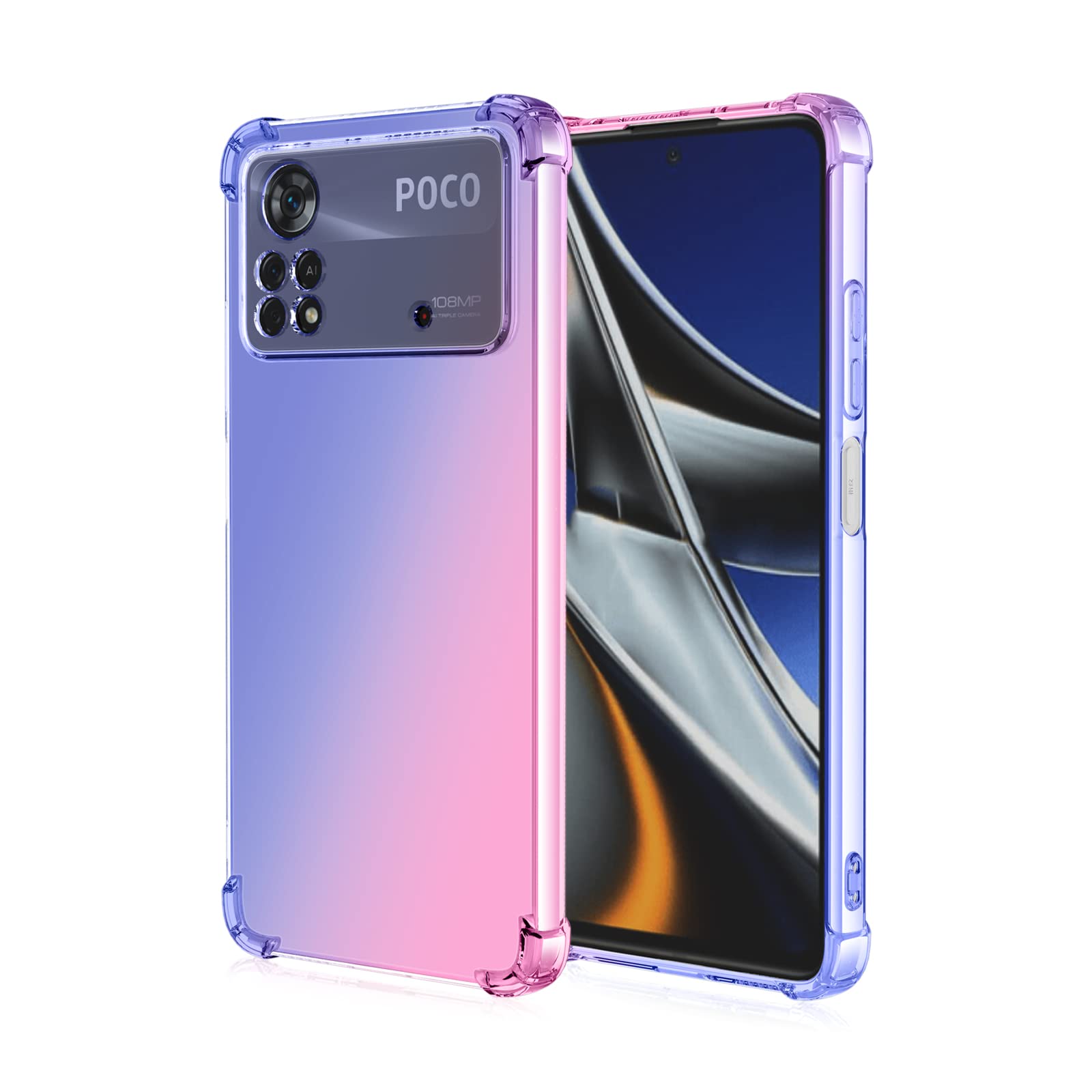 Cover Per Xiaomi Poco X4 Pro 5G Effetto Marmo Con Brillantini - Custodia Morbida TPU Rosa Fiore