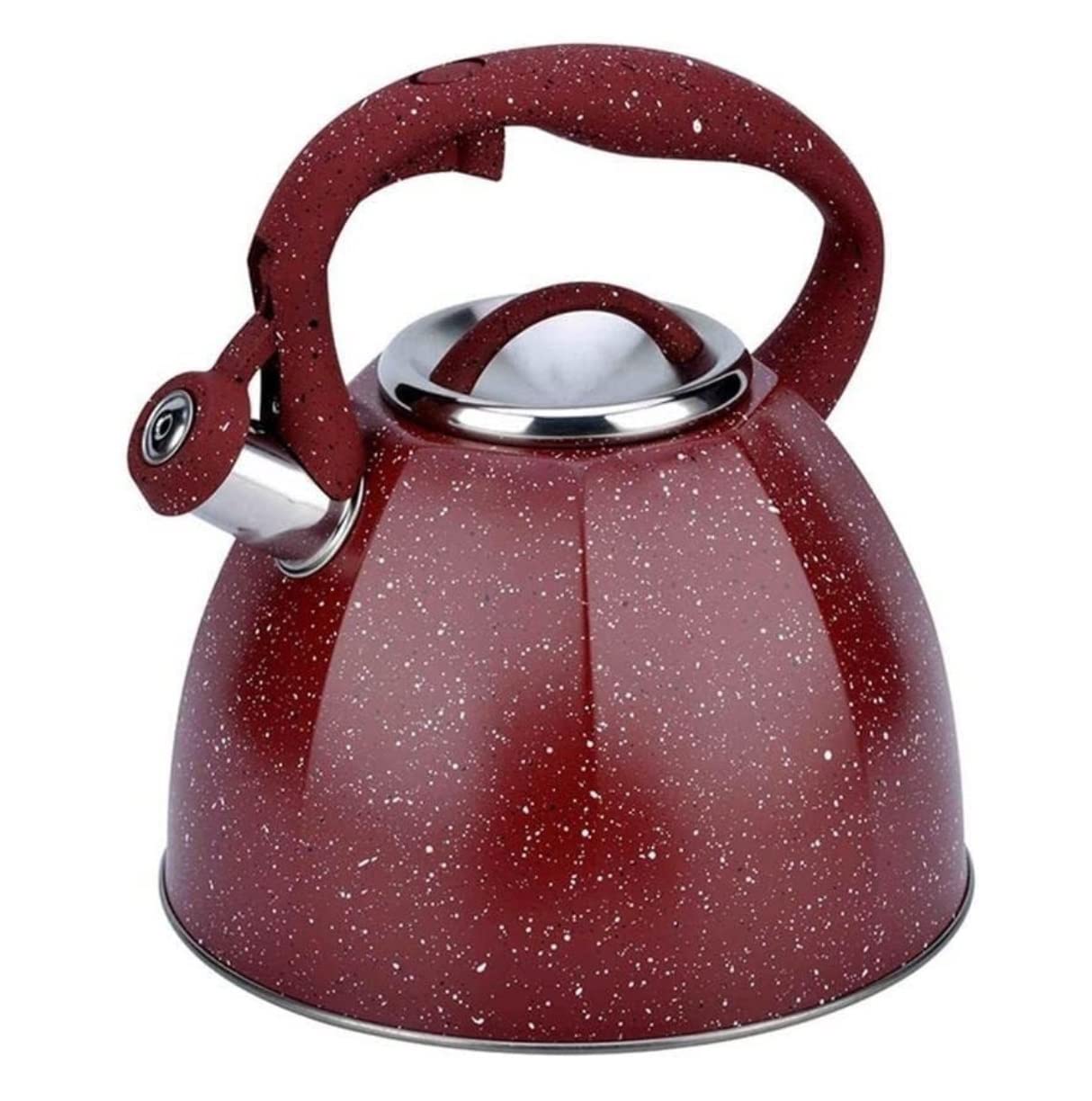 Whistling Kettle 3L Stainless Steel Whistle Kettle For Gas Stove Coffee Pot Whistle Tea Kettle Water Bottle Tea Pot For Kitchenware Stove Kettle (Color : Dark Red, Size : 22 * 25cm)