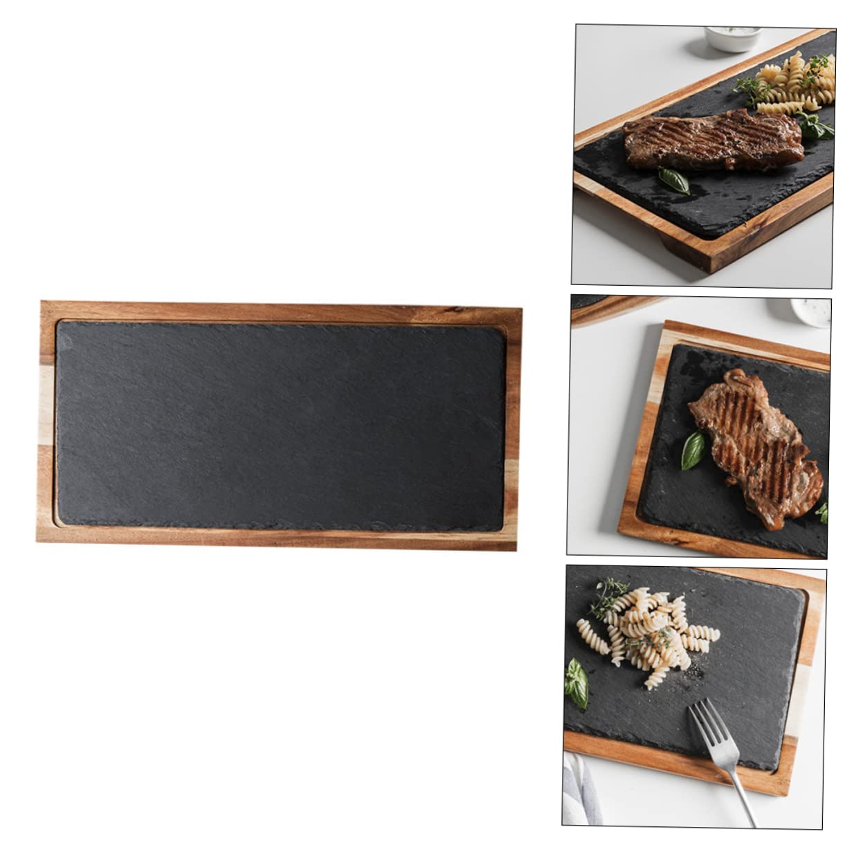 1 Pieza Bandeja De Cocina Occidental Con Servicio Bandejas Placas Para Servir Elegante Lámina Bandeja Platos Tablas De Embutidos Bandeja Decorativa Junta Negro Acacia