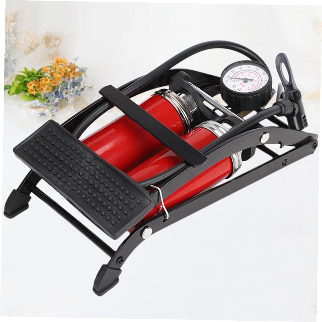 HEMOTON Fußpumpe Tragbarer Luftpumpe Fahrräder Pedale Luftdruck Pedal Luftpumpe Fahrrad Luftdruck