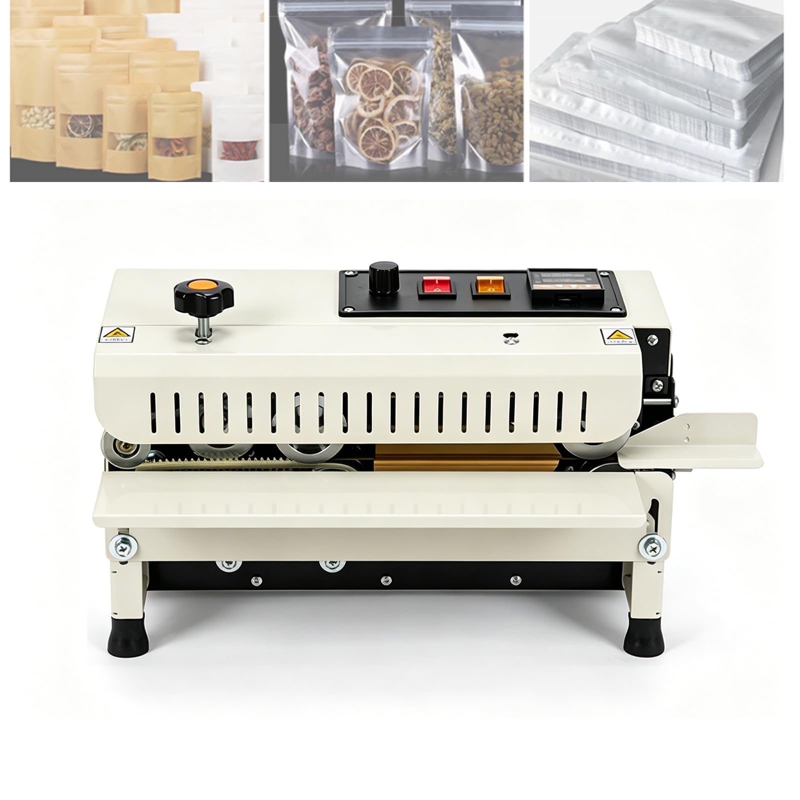 VILA SMO 650w Fully Automatic Continuous Film Sealing Machine, Commercial Heat Sealer Machine, With Digital Temperature Control, 0.24-0.47 In Seal Width, Sealing Speed: 0–12 M/min (adjustable)