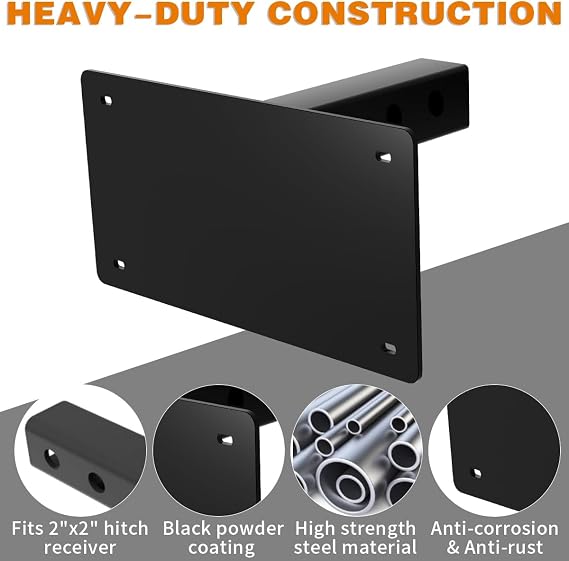 Trailer Hitch License Plate Holder,Compatible 2 Hitch Receivers