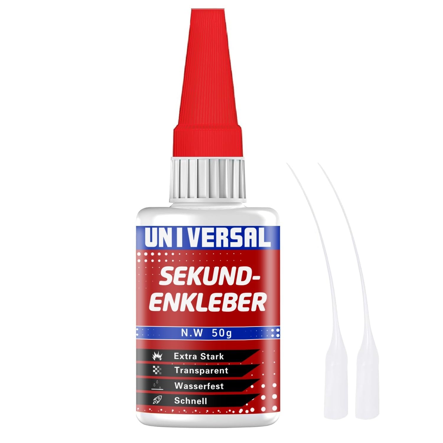 Sekundenkleber Extra Stark Gel Universal: 50g Super kleber für Holz, Metall, Kunststoff, Glas,Leder geeignet,hitzebeständig wasserfest für Reparaturen in Haushalt, Werkstatt, Auto, DIY Modellbau