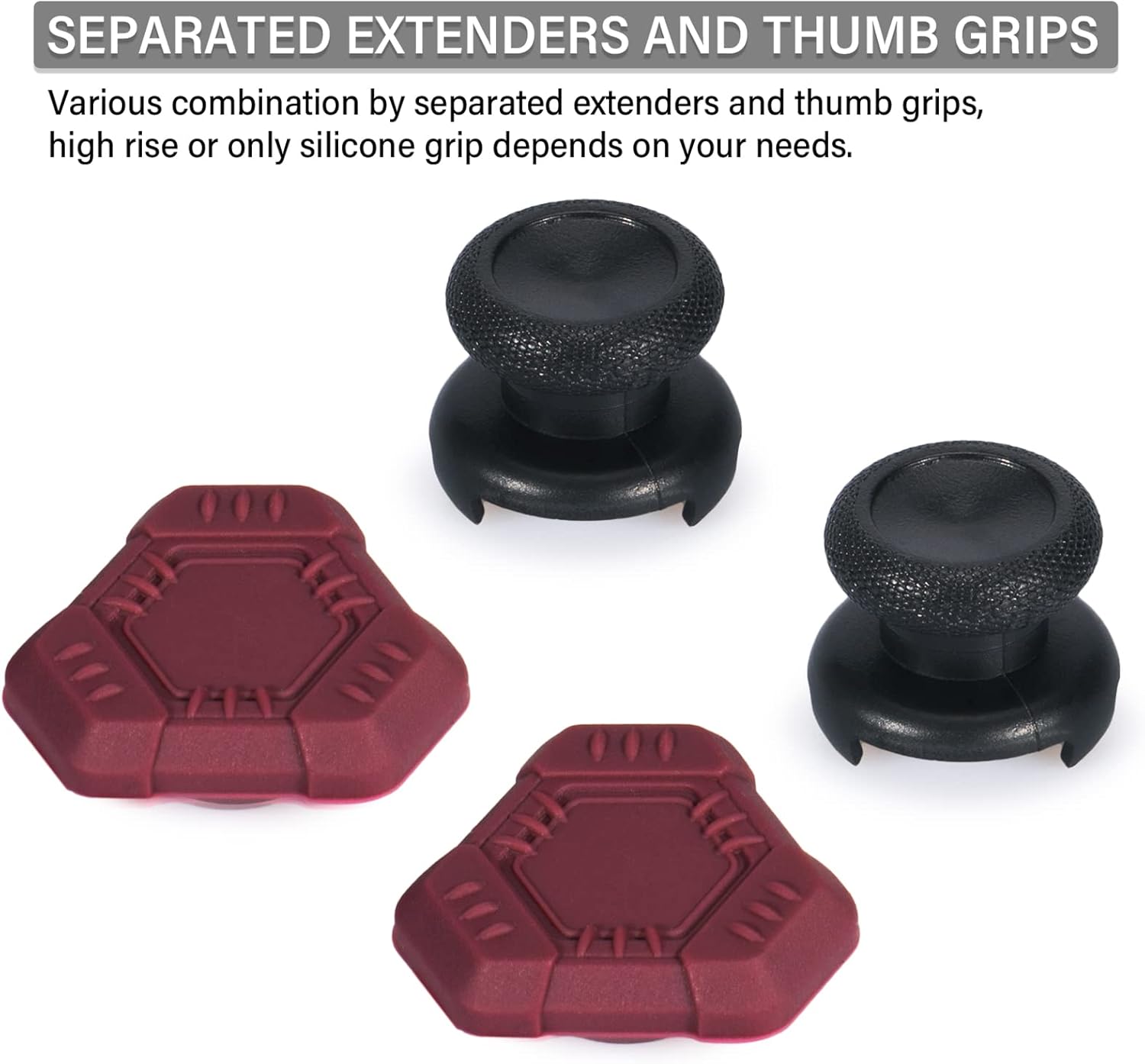 FPS Thumbstick Extender &Texture Rubber Silicone Grip Cover 2 Sets for Xbox Series X/S & Xbox One Controller(UFO Red)