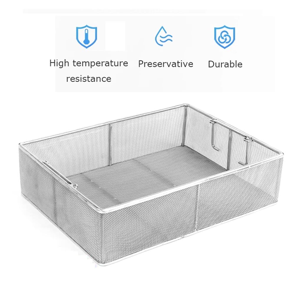Cesta de desinfección de Instrumentos de Acero Inoxidable 304, Bandeja de Instrumentos médicos, Alta Temperatura y presión, para Instrumentos dentales médicos quirúrgicos (Size : 40 * 30 * 15cm)