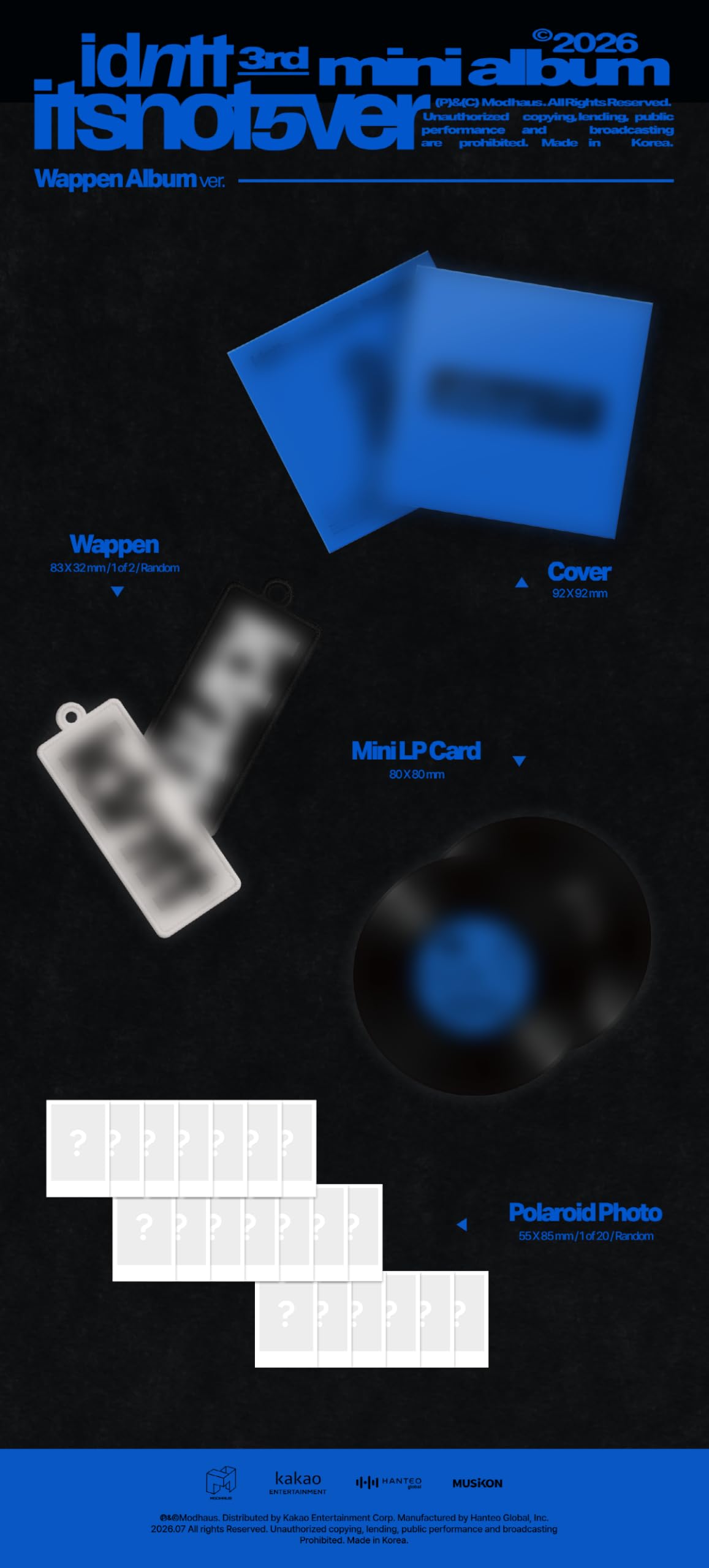 Set completo: 2 album standard + 1 album Wappen + 1 album musicale Objekt) idntt itsnotover 3 ° mini album con tracciamento