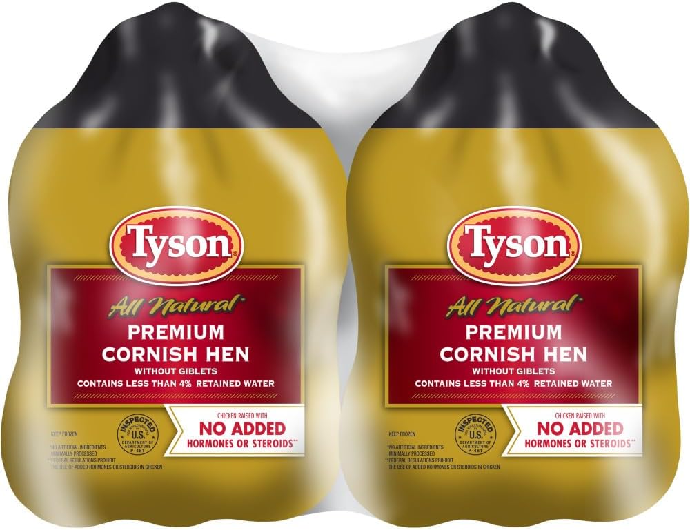 Tyson All Natural Premium Cornish Hen (Twin Pack), 44 oz. (Frozen)
