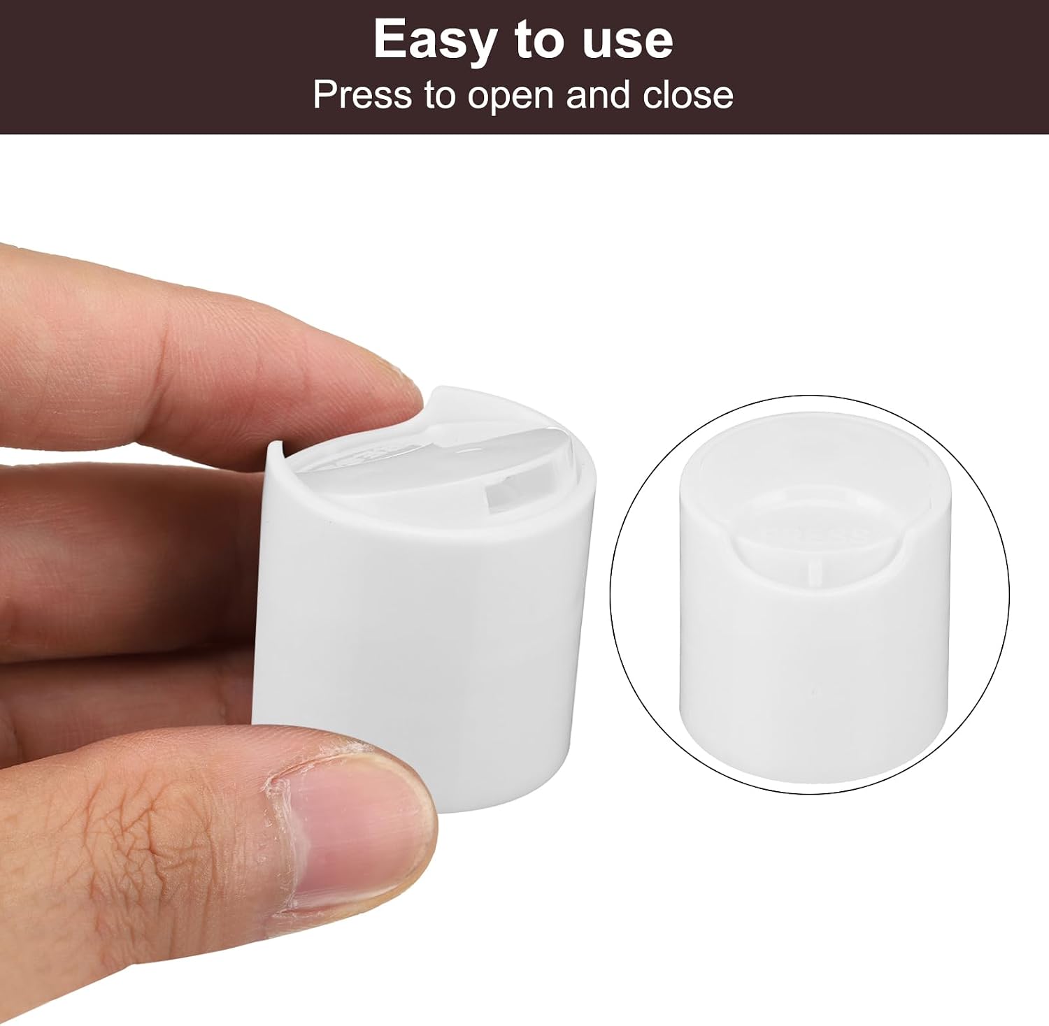 uxcell 28/410 PP Plastic Disc Top Caps Press Cap, 12Pcs Durable Replacement Caps for Empty Bottle Lotion Shampoo Container, White image 5