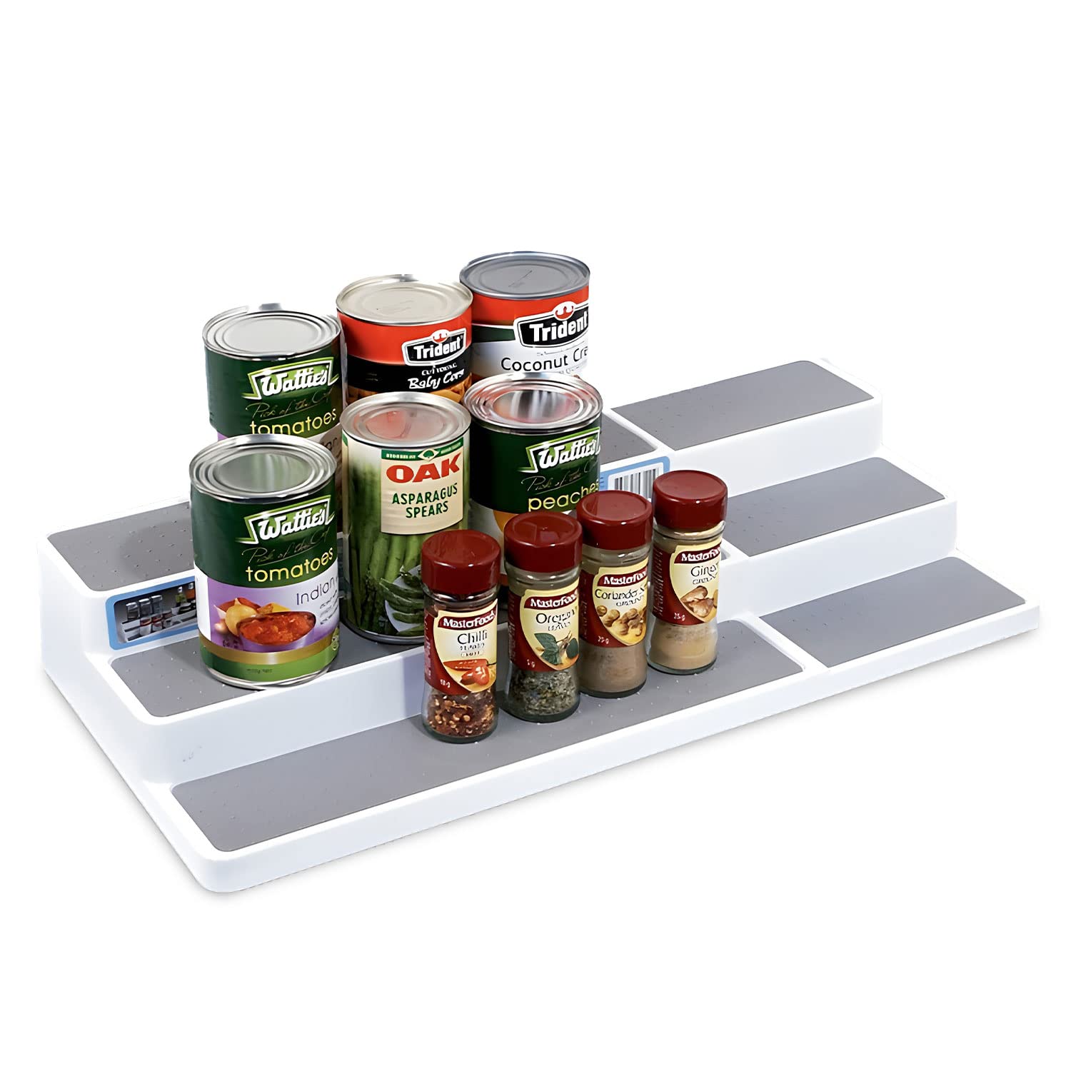 DOORE Expandable Spice Rack Kitchen Organizer, 3-Layer Non-Skid Storage Organizer for Kitchen Cabinet, Countertop, Seasoning & Spices Storage, Retractable Kitchen Storage Shelf (66 x 24.5 x 9cm)