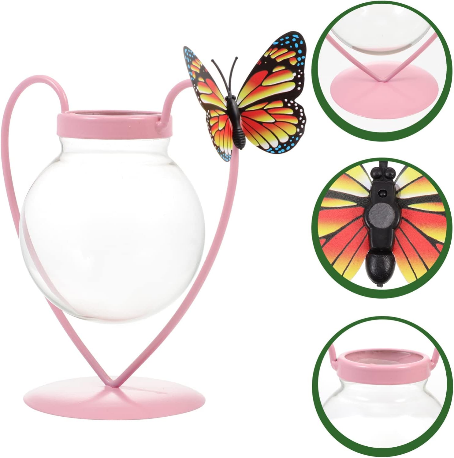 Happyyami 5pcs Flowerpot Heart Hydroponic Vase Air Plant Container Clear Table Vase Plant Terrariums Kit Water Planting Propagation Vase Metal Greenery Transparent Table Glass Office Vintage