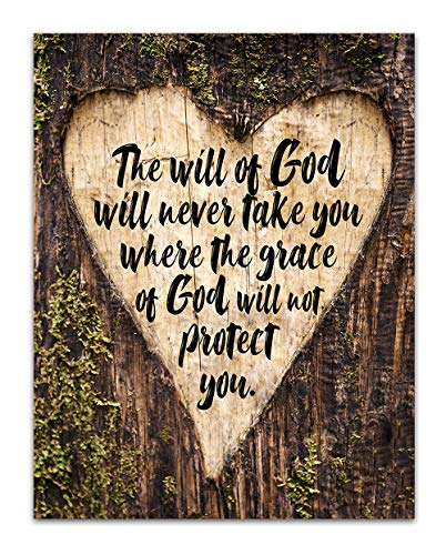 TJ Originals The Will of God Will Never Take You Sign Christian Wall Print, Scripture Wall Art, Unframed 11 x 14 Print, 11x14 Christian Poster, Makes a Great Gift for Family & Friends