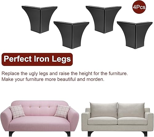 Miniatura 7 de Juego de 4 patas de metal moderno para muebles de 3.9 in con tornillos de montaje, patas de repuesto para muebles, muebles, muebles, muebles,