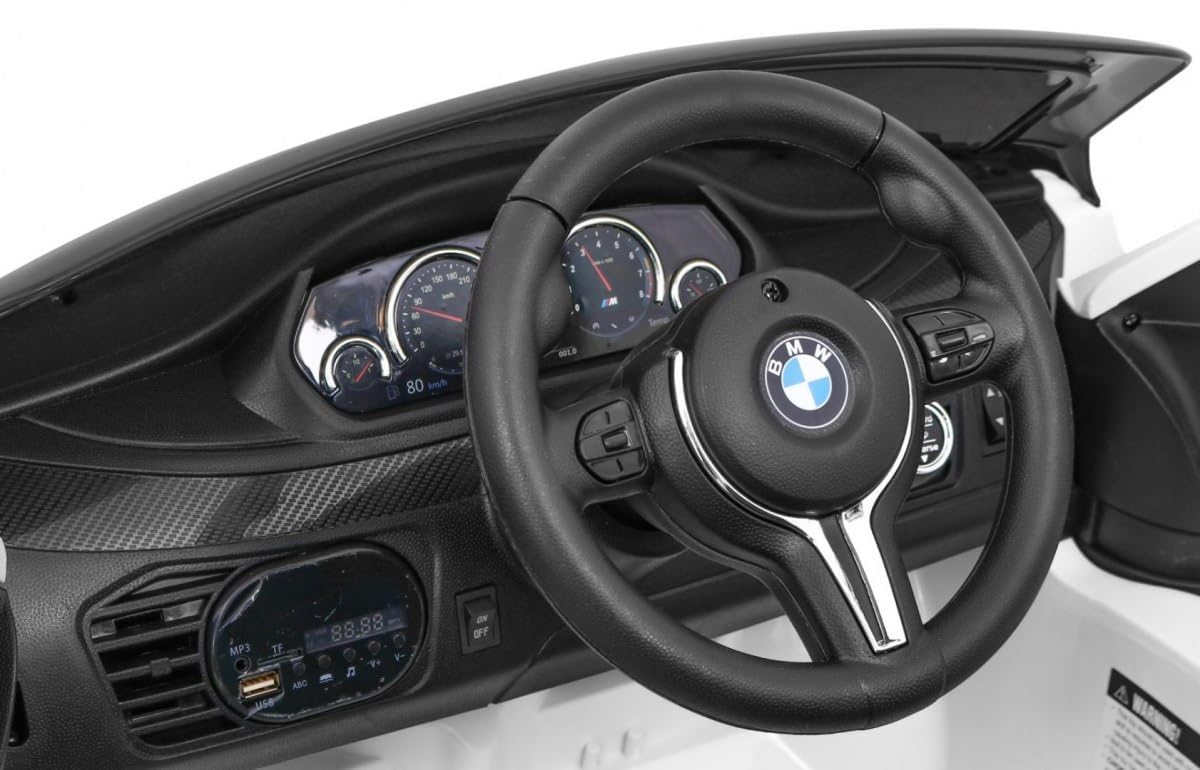 BMW X6M 12V Auto Elettrica per Bambini con Telecomando Parentale – Macchina Elettrica con Sedile in Pelle, Ruote in Gomma EVA, Luci LED, Porte Apribili, MP3 USB, Soft Start, Carico 30 kg Bianco