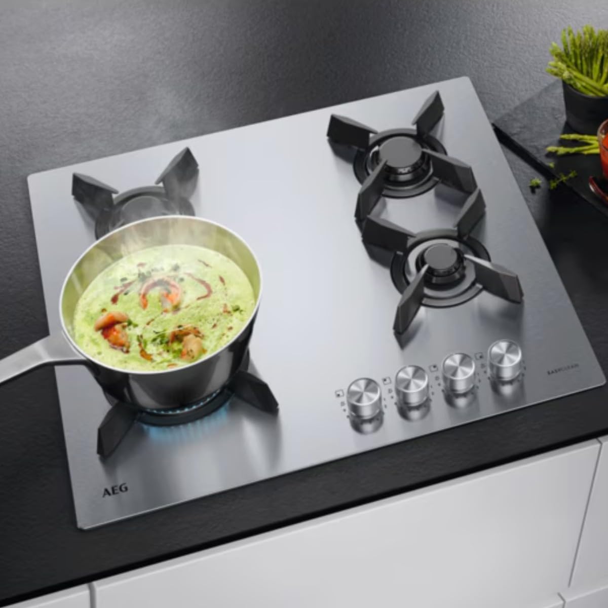 Placa de gas AEG Serie 7000 4 Zonas 8800W Inox - HGB-64423-UZ