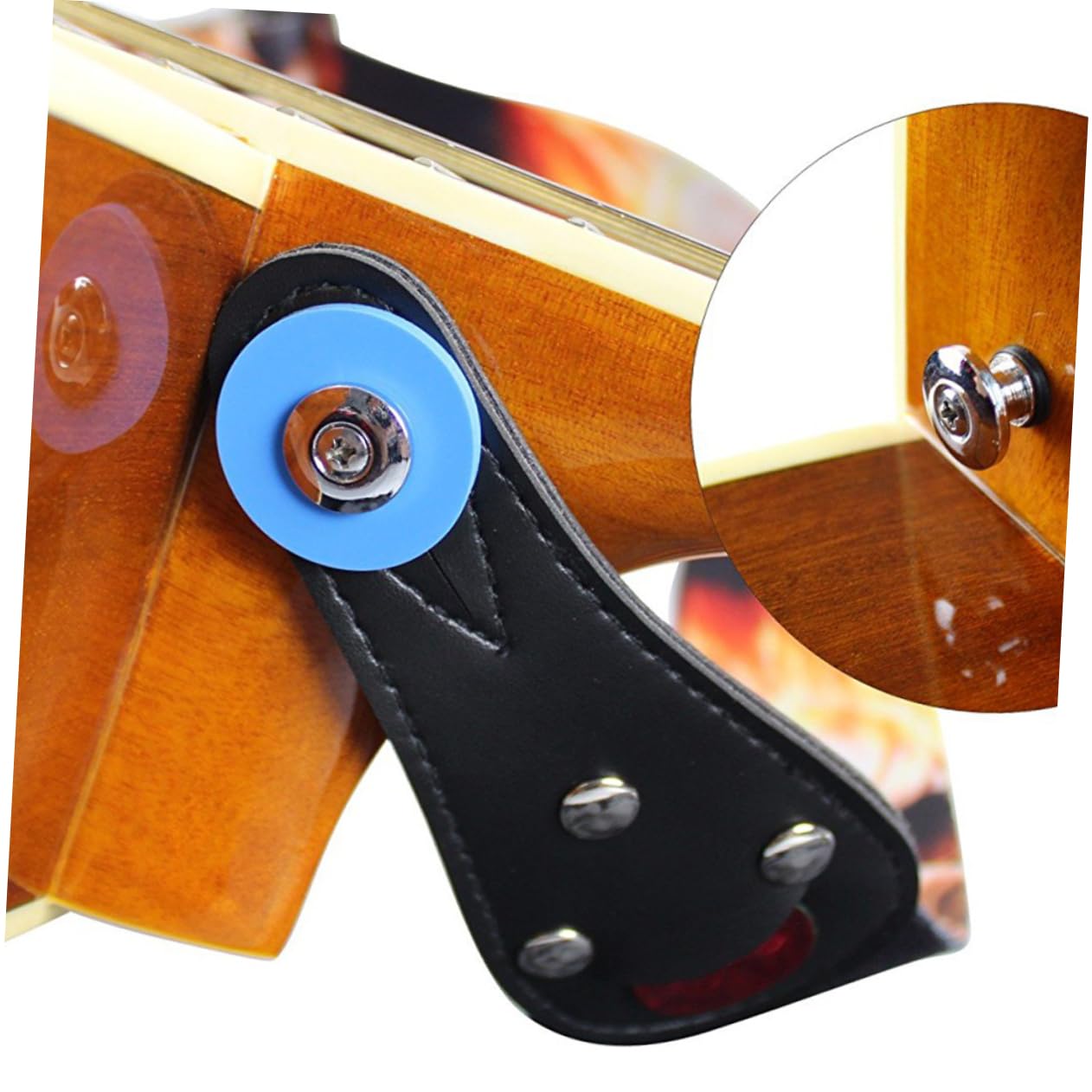 VANZACK 8Pcs Guitar Strap Locks Secure Slip Blocks with Lock Button White Blue Red Black Easy Installation for Electric Acoustic Guitars No Need to Replace