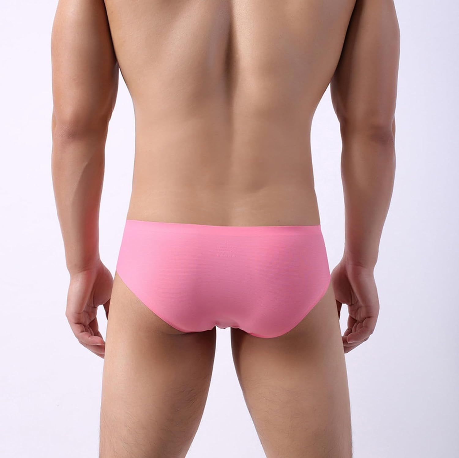 Men's Mesh Brifes Pants Ice Silk Large Bag Underwear Low Waist Sexy Bikini