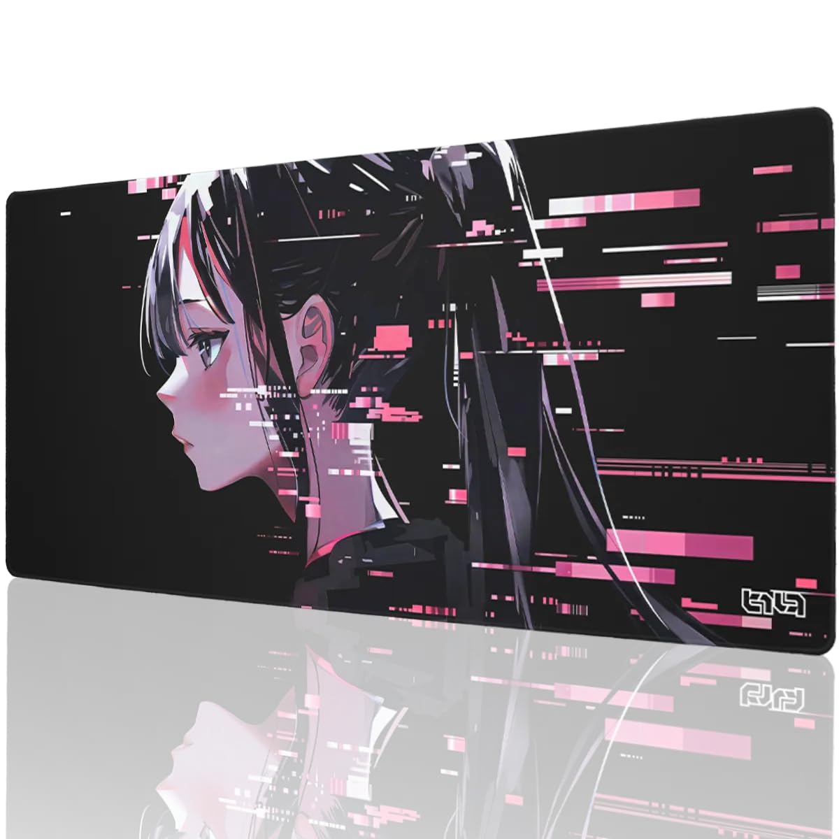 Tilt Tappetino Mouse XXL 90x40 cm | Antiscivolo Sottomano Scrivania | Impermeabile Tappetino Mouse Gaming | Accessori Scrivania Ufficio e PC | Tappetino Scrivania Grande (Glitched Yuki)