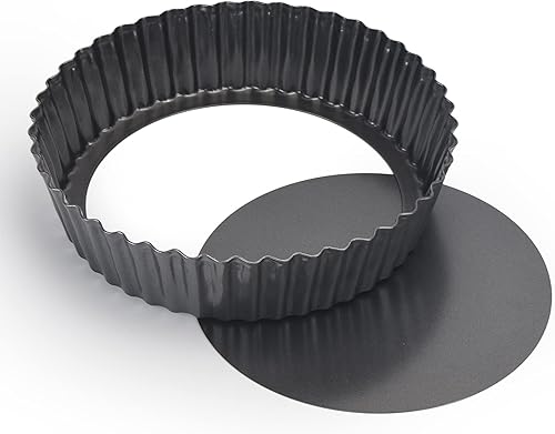 Miniatura 9 de Kazozobi Paquete de 2 sartenes antiadherentes, sartén para quiche, molde de acero al carbono con fondo suelto extraíble (10 pulgadas)