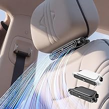 Car Fan, Seat Fan, Headrest, Powerful Fan, Rear Seat, Double Turbo, Strong Wind, USB Rechargeable, 3 Levels of Air Flow Adjustment, Compact Design, Heat Stroke Prevention, Summer Protection
