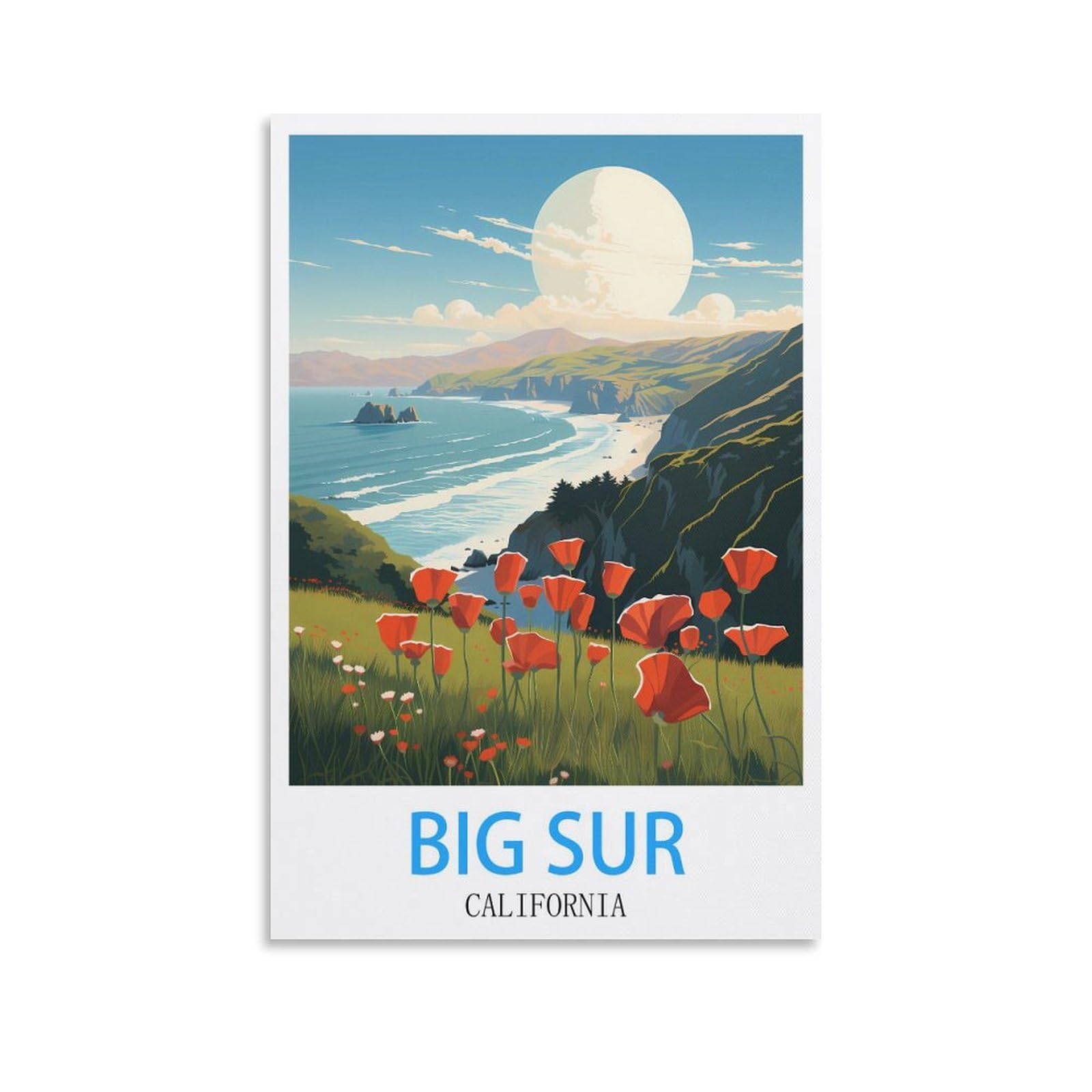 Metal Tin Sign,Big Sur Californias,Metal Wall Decorative Tin Signs for Home Kitchen Bar Coffee Shop Club Orchard Decoration 15x30cm