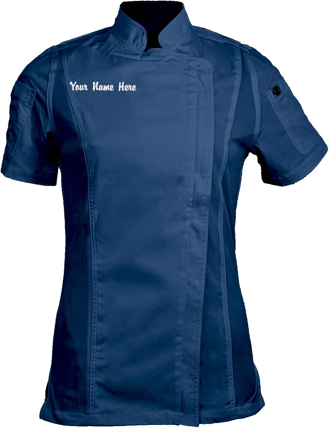 ChefsCloset Personalized Women's Short Sleeve Zipper Chef Coat