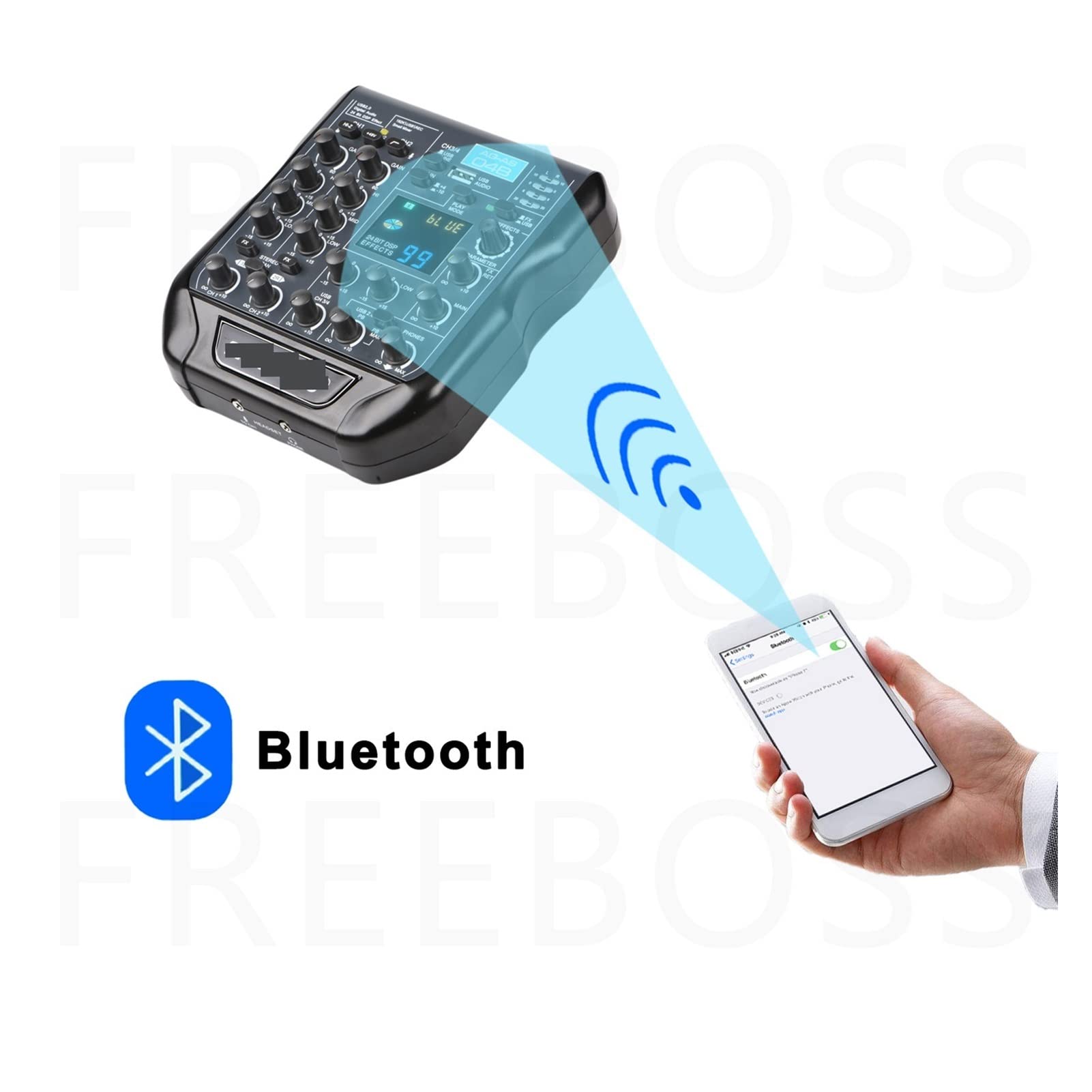 Attrezzatura per DJ per Feste AG-AS04B 24 Bit 9 9dsp Effetti 192kHz Frequenza di campionamento Mini Audio Bluetooth con Bluetooth con USB Record e Phantom Power