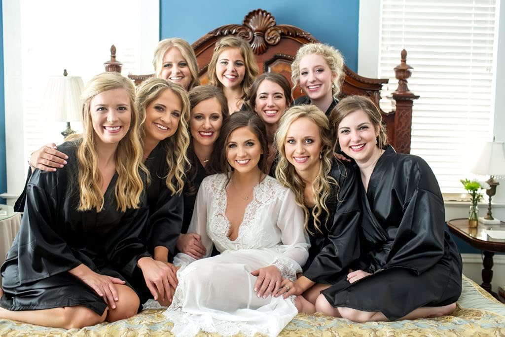 Women's Pure Short Satin Robes Bridesmaid and Bride Silky Robes Summer Sleepwear - Image 6