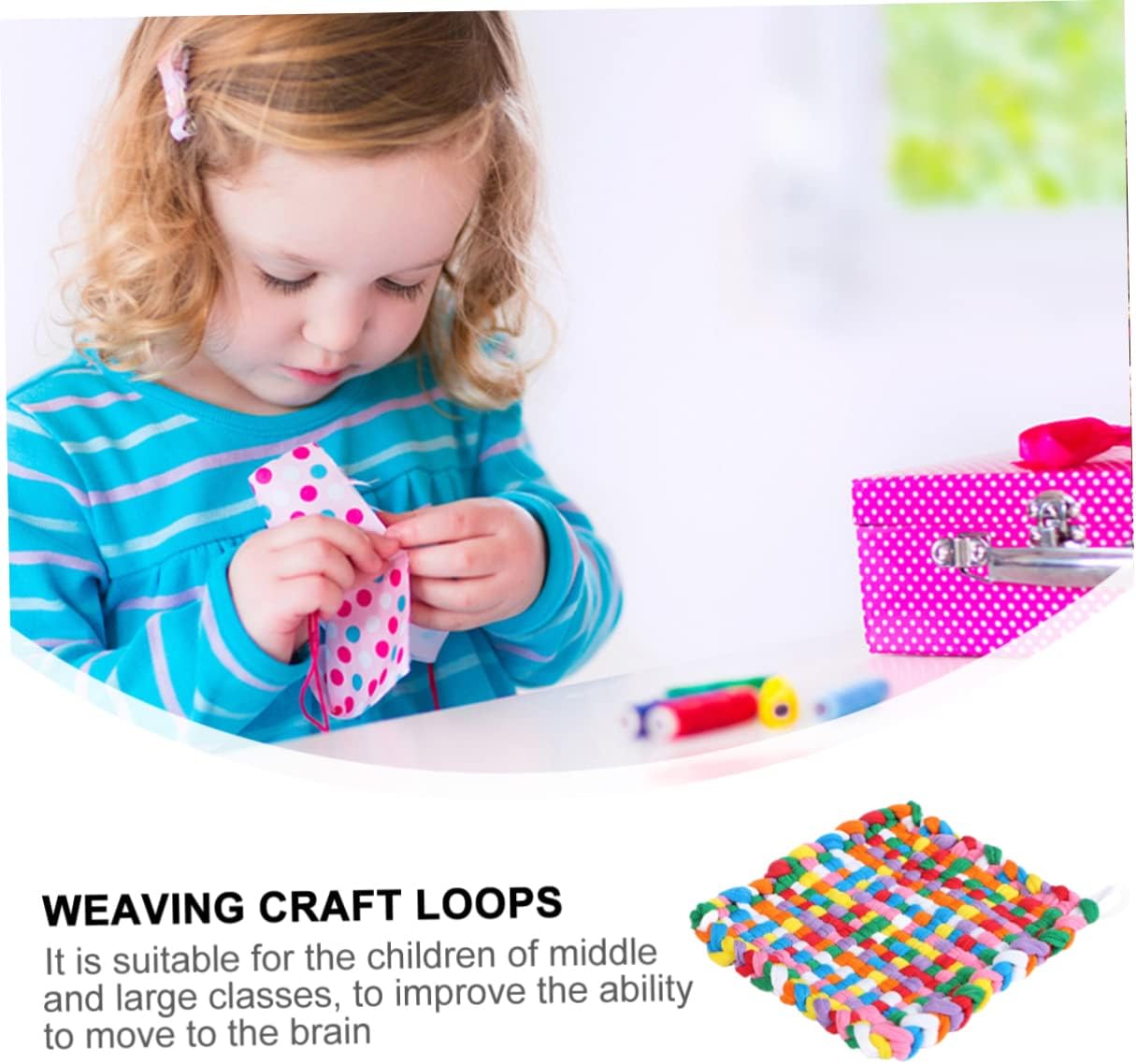 HAPINARY 98pcs Elastic Potholder Loom Loops Includes Crochet Hooks for DIY Weaving Projects for Boys and Girls and Adults Crafting Fun