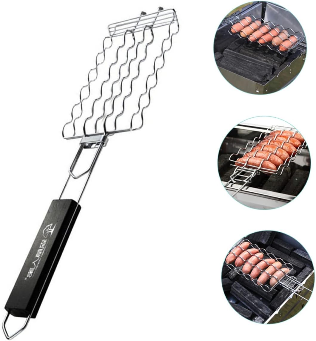 Stainless Steel BBQ Grilling Clip Tool for Sausages and Vegetables Sturdy Barbecue Accessory Heat Resistance and Comfortable to Hold Handle