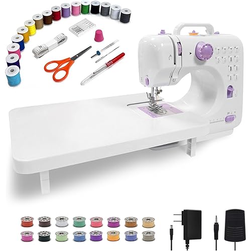 Sewing Machine for Beginners,Portable Sewing Machine with 12 Built-in Stitches,2 Speed(High-Low Speeds),DC Power Supply Method-QEV505