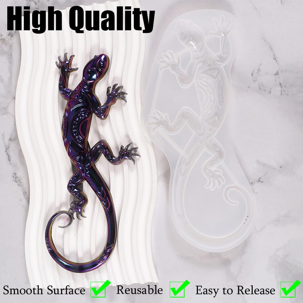 Lizard Epoxy Resin Molds Lifelike 3D Gecko Silicone Mold Durable Lizard Gecko Resin Molds DIY Craft Casting Mold for Home Office Wall Hanging Desktop Cabinets Decor - Image 3