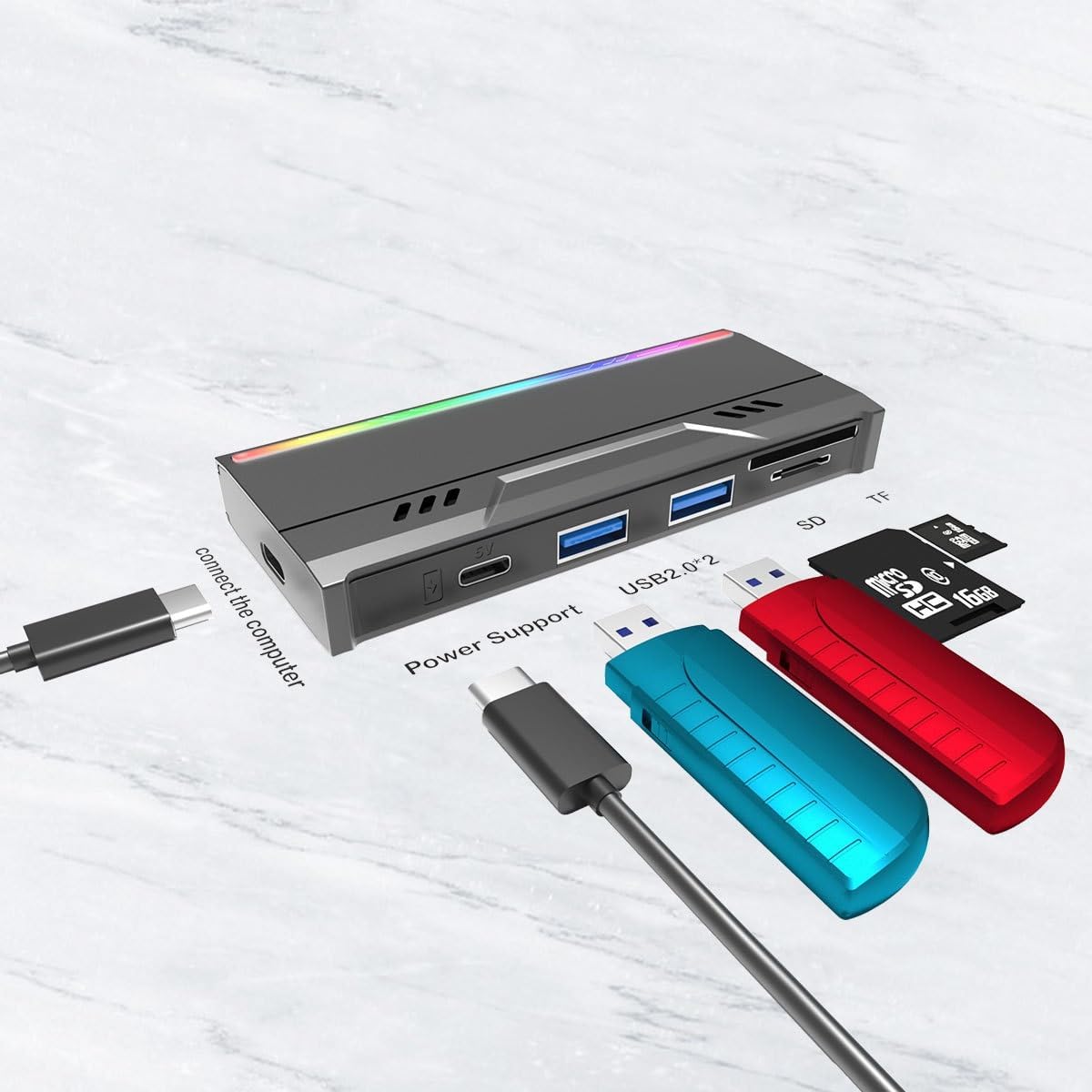 Multi Functional M.2 Solid-state Drive Case NVME/HUB2.0/TF/SD Card Hard Drive Case