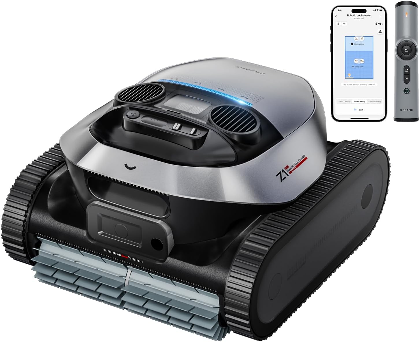 Product image of DREAME Z1 Pro Cordless Automatic Robotic Cleaner, Pool Vacuum with Smart Auto- Parking, Smart Navigation, 4-in-1 Cleaning with LiFi Remote Control, Ideal for Above & In-Ground Pools, Haze Silver