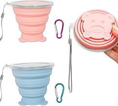 Aerzouser Pack of 2 Folding Travel Tumblers, 180 ml, Portable Tumbler, Collapsible Travel Cups, Food Grade Silicone Material, Suitable for Travel, Picnic, Sports, Camping etc