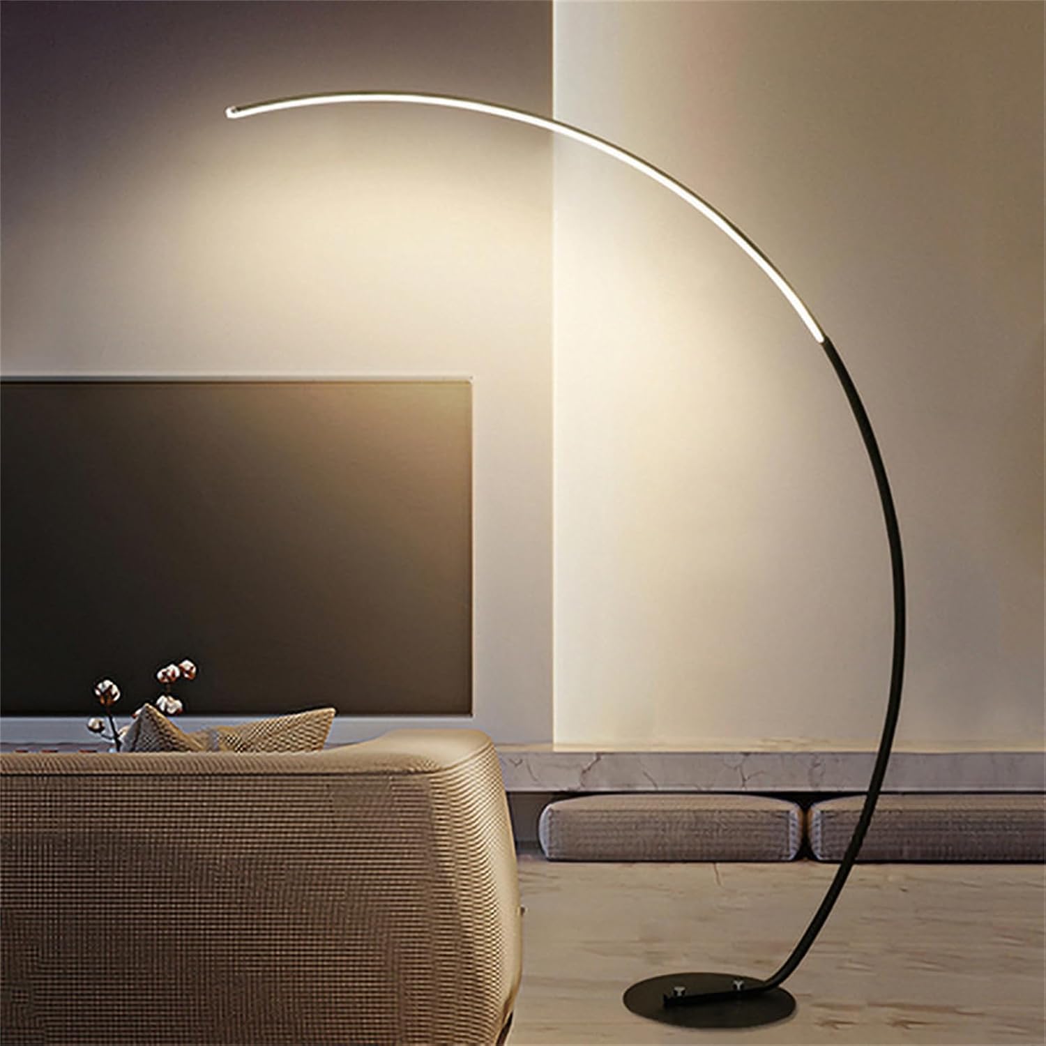 Lampada da Terra Ad Arco Moderna, Alta 170 Cm, con Telecomando, 3 Temperature di Colore E Lampada da Lettura Ad Arco Dimmerabile A 3 Livelli, Lampade Ad Arco A LED per Soggiorno, Camera, Black