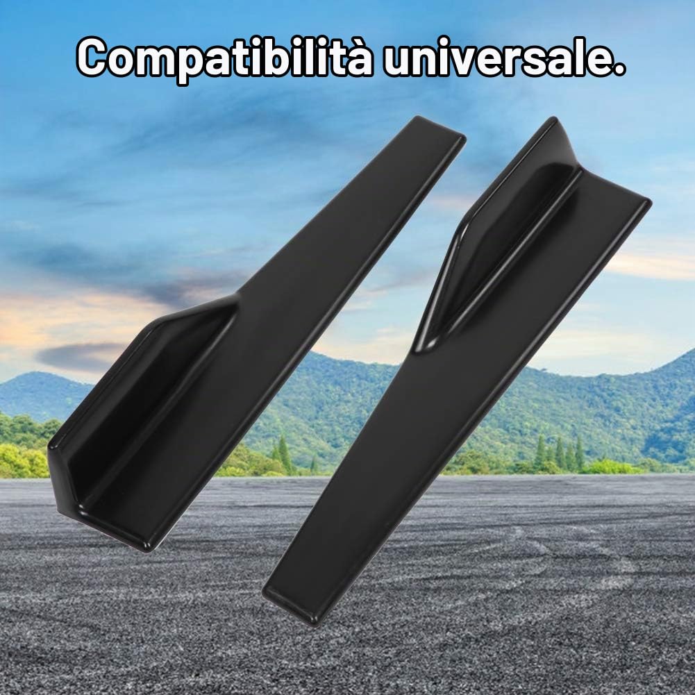 EVGATSAUTO 2 minigonne laterali per auto, minigonna laterale nera lucida universale con bilanciere divisore Winglet Diffusore canard