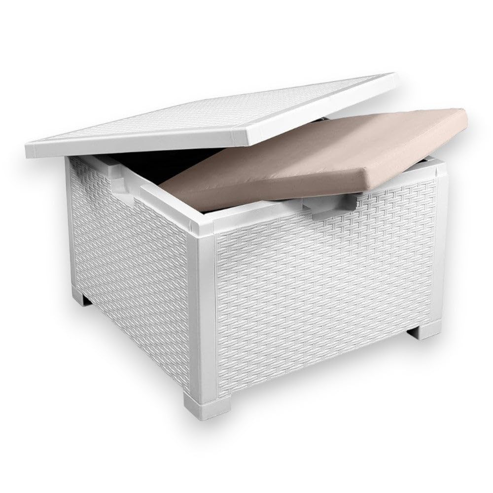 Salotto da Giardino in Resina Effetto Rattan Divano da Due posti con Due poltrone e Un tavolino - Bianco