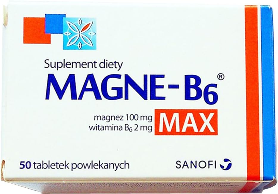 MAGNE B6 MAX - 50 Capsules - is a Dietary Supplement containing in its Composition Magnesium and Vitamin B6, for People Suffering Weakness, Fatigue, Twitching eyelids and Muscle spasms