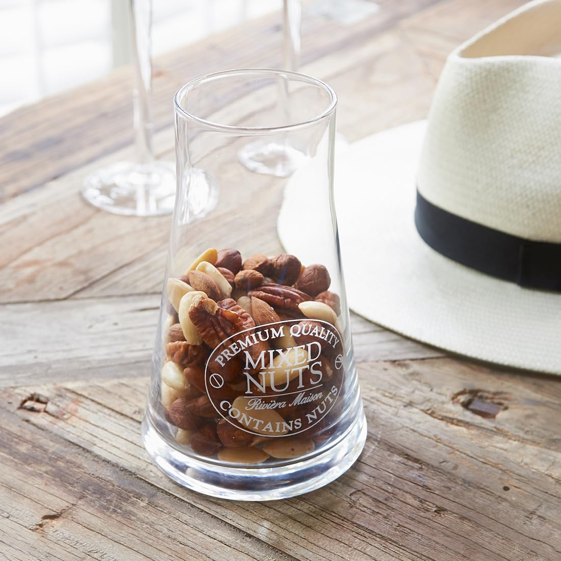 Riviera Maison nussspender, mini Karaffe für Nüsse, Cashew-Kerne, glaskaraffen - Mixed Nut Decanter, snackspender nüsse - Aufbewahrung - Glas - Transparent