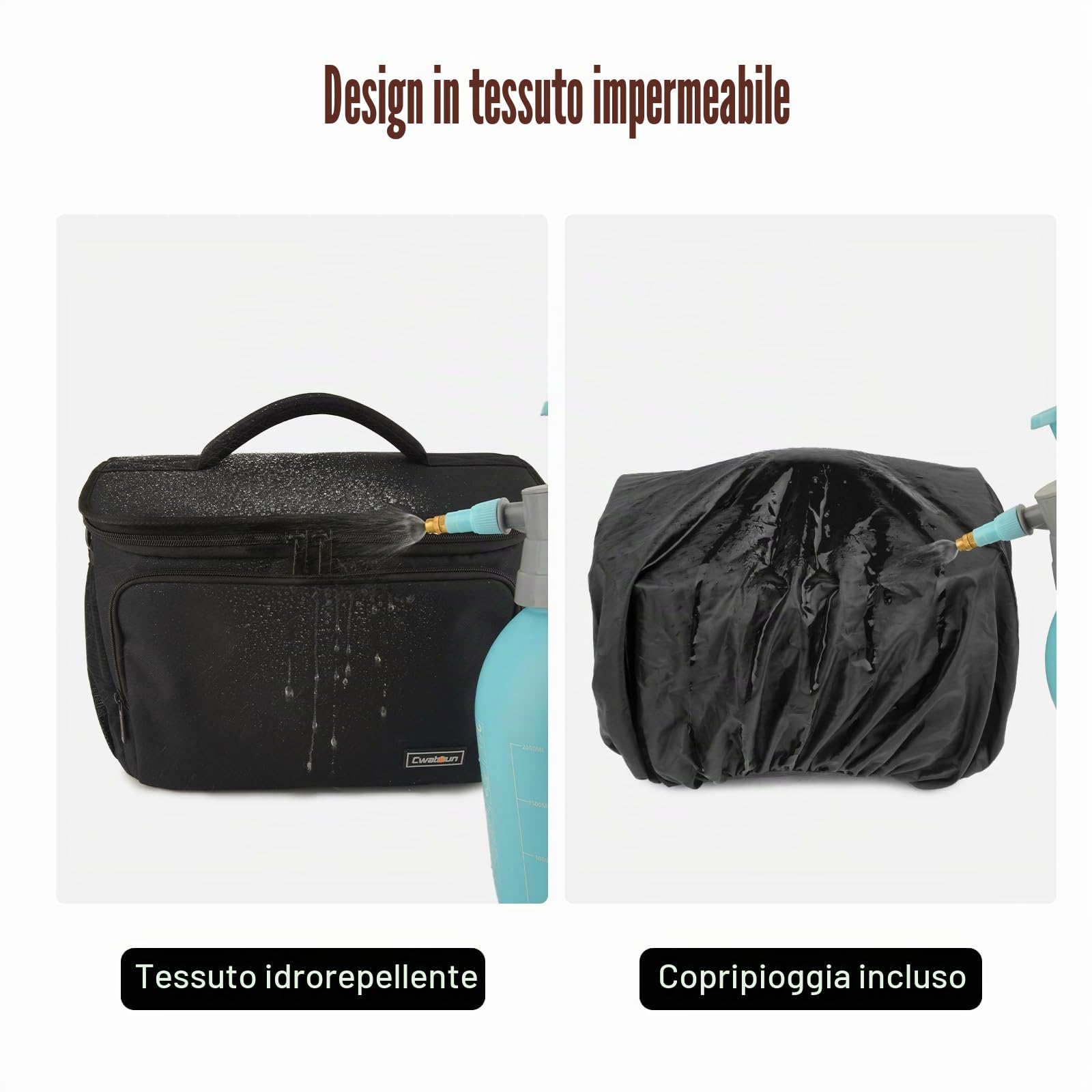 Cwatcun fotocamera borsa fotocamera SLR, borsa fotografica impermeabile per fotocamere reflex per Canon, Nikon, Sony, Fuji piccola DSLR/SLR e obiettivo, Nero, XL