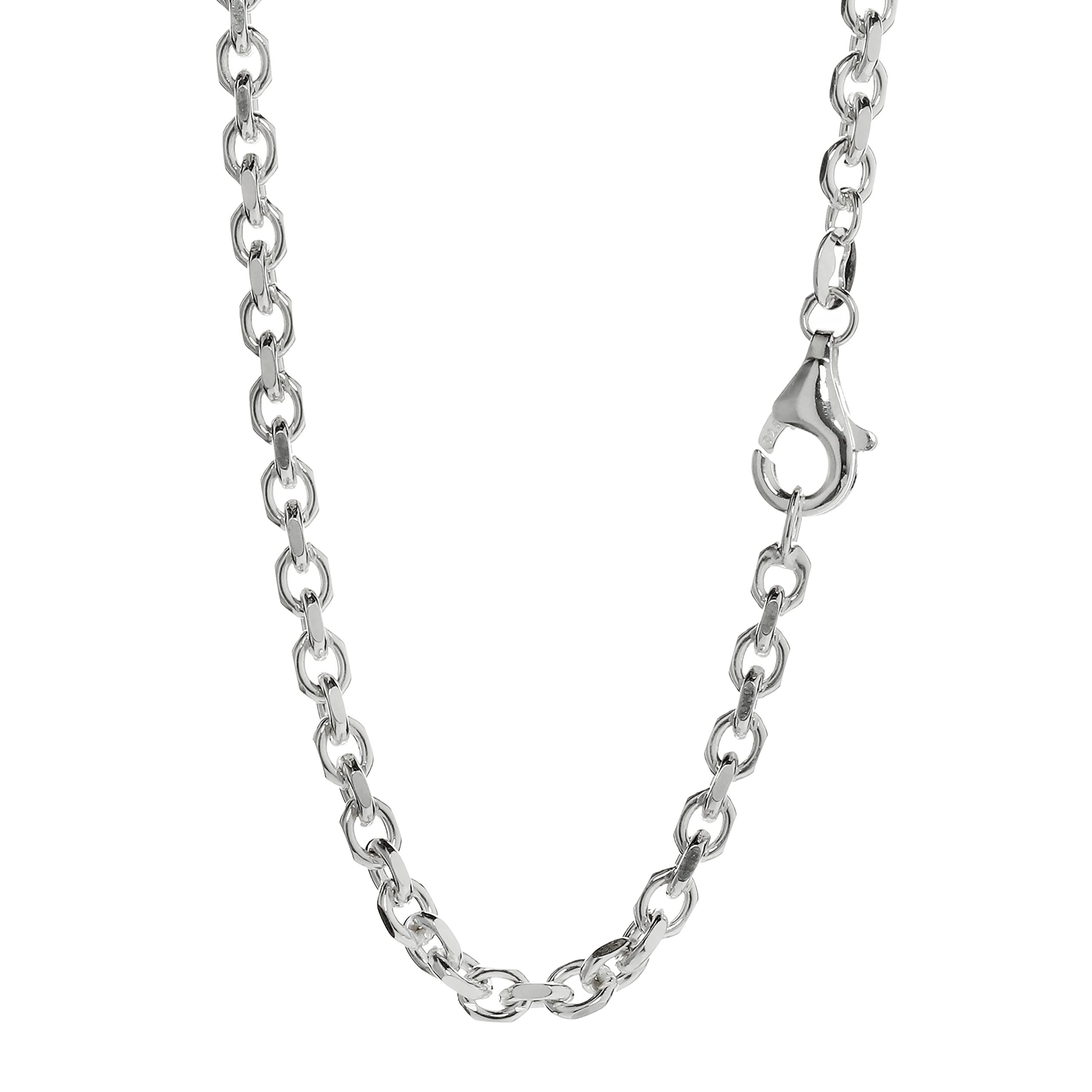 A25 Piatto Collana ad Ancora Mantra Vajra Buddhistisch 5 MM 60 CM Argento 925