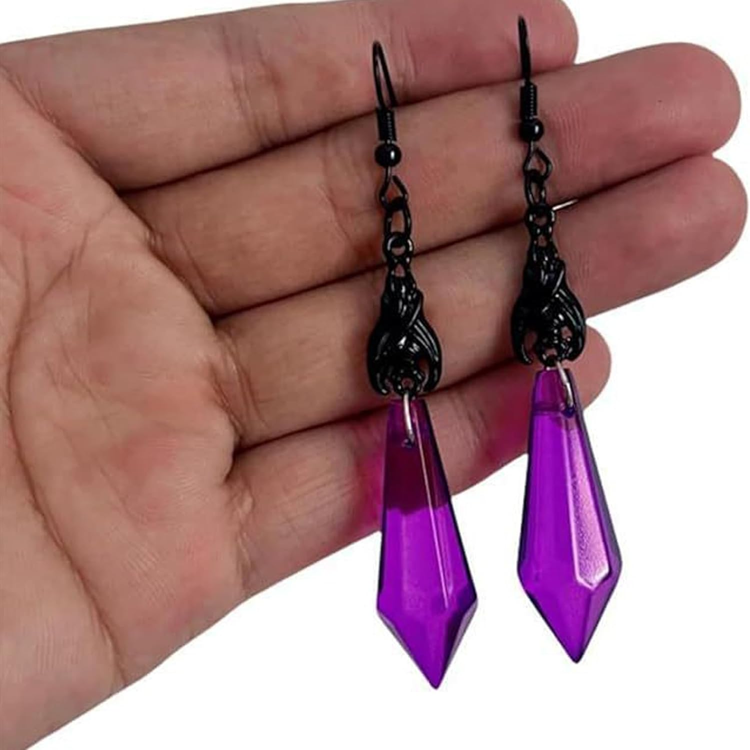 Gothic Dark Bat Necklace Earrings Set,Red Black Crystal Gems Bat Earrings Punk Rock Style Witch Animal Necklace Victorian Halloween Costumes Jewelry Set for Women - Image 3