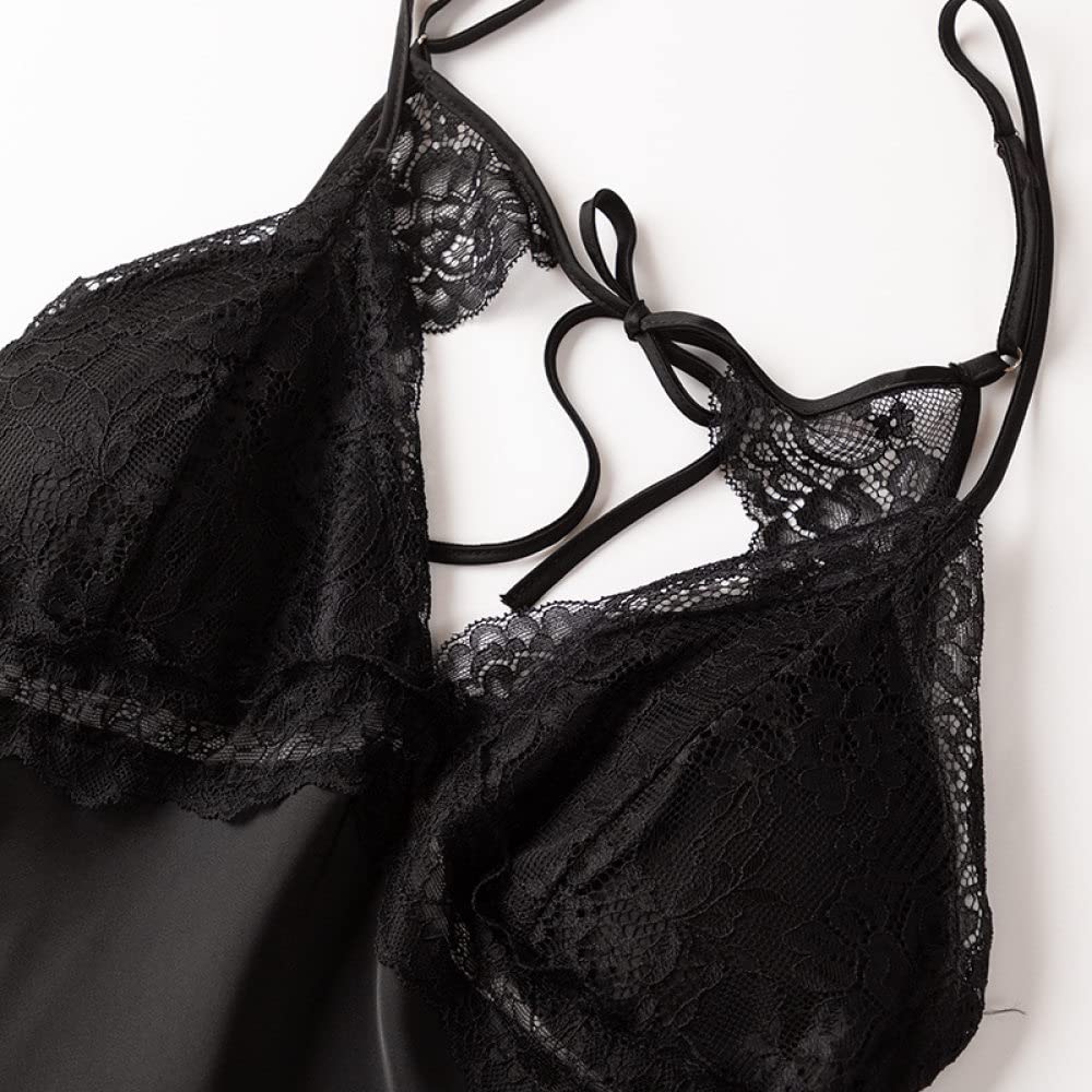 Accappatoio Donna,2 Pezzi Set Accappatoio In Raso Sexy Pizzo Nero A Rete Senza Schienale Con Lacci Vestaglia Camicia Da Notte Set Kimono Leggero Abito Pigiama Sposa Vestaglia Bademantel Damen,Pink,M