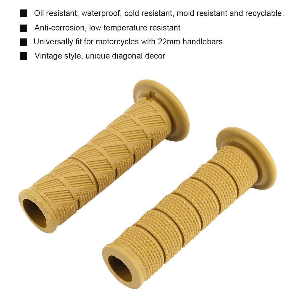 Poignées De Guidon Moto Vintage Universelles 22mm - 1 Paire - Extrémités Diagonales (Rouge-Marron) - EVGATSAUTO