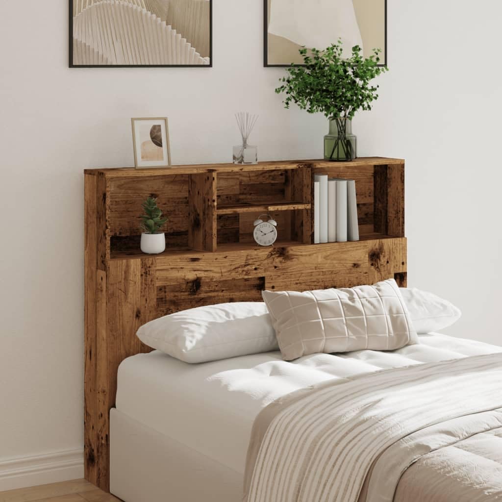 Homgoday Cabecero con caja de madera de 120 x 19 x 103,5 cm, de aglomerado, para muebles, baúles y baúles, caja de jardín, porta herramientas de jardín, puf de exterior, baúl de exterior