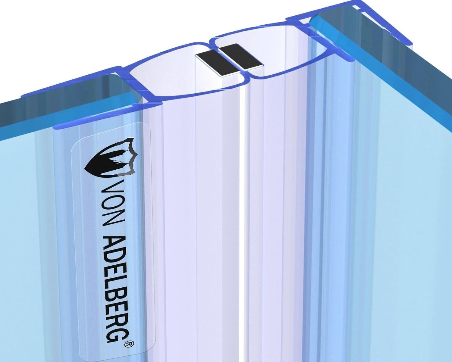 2 Magnetdichtungen für Duschtüren als Set. Spaltmaß (Lückenmaß) 21 mm. Länge 180 bis 200 cm. 90 Grad Magnetduschdichtung für 6mm bis 8 mm Glasstärke. Für Eckduschen. (200 cm)